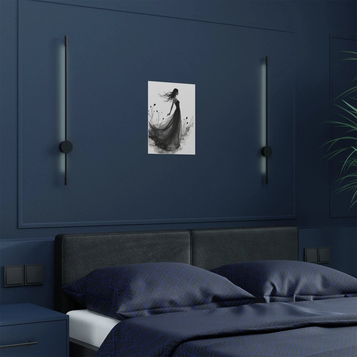 "Whispers of the Wind" - Elegant Black & White Satin Art Print - Wall Art - Iron Phoenix GHG