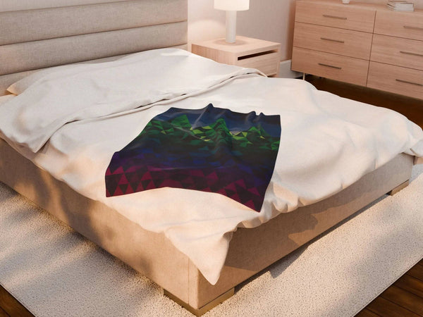 Minecraft inspired Mountain Vibes Velveteen Plush Blanket - Iron Phoenix GHG