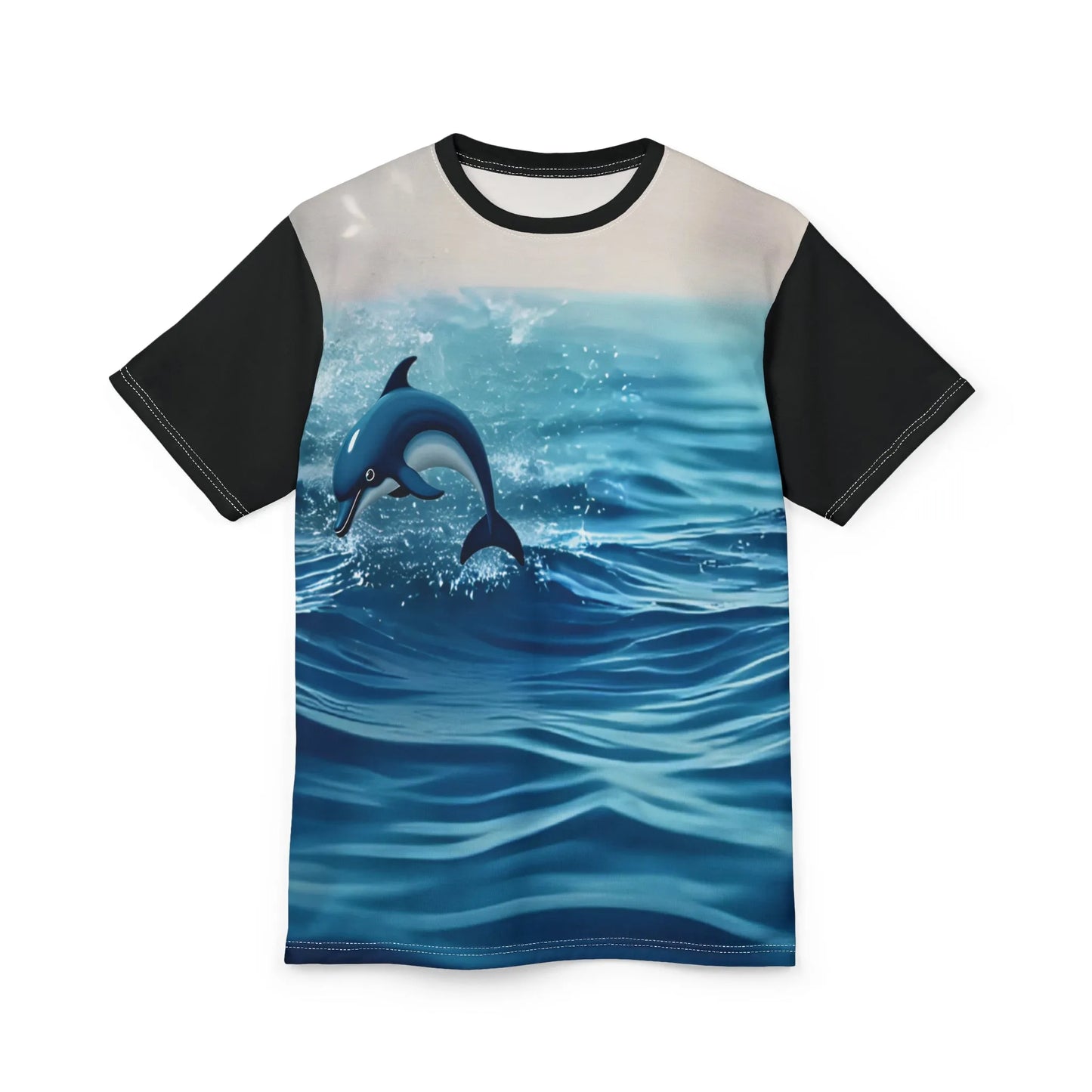 Ocean Splash Dolphin Tee - Unisex Cut & Sew Shirt for Beach Lovers, Summer Vibes, Ocean Life, Gift for Marine Enthusiasts, Swimwear - Iron Phoenix GHG