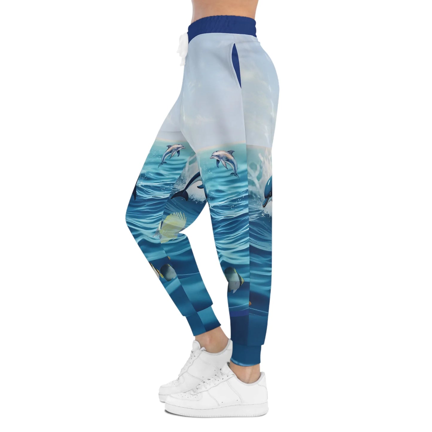 Ocean Waves Dolphin Athletic Joggers - Beachwear, Active Lifestyle, Athleisure, Gift for Her, Summer Vibes