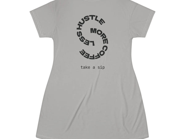 "Morning Ritual" Coffee T-Shirt Dress| Iron Phoenix GHG - Iron Phoenix GHG