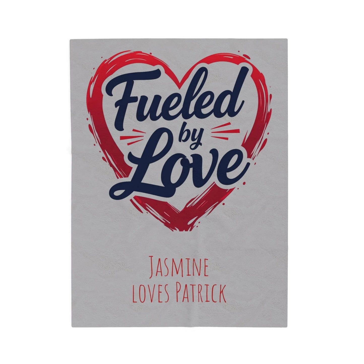 Personalized Velveteen Plush Blanket - 'Fueled by Love' | Gift for Couples, Anniversary Decor, Cozy Home, Valentine's Day