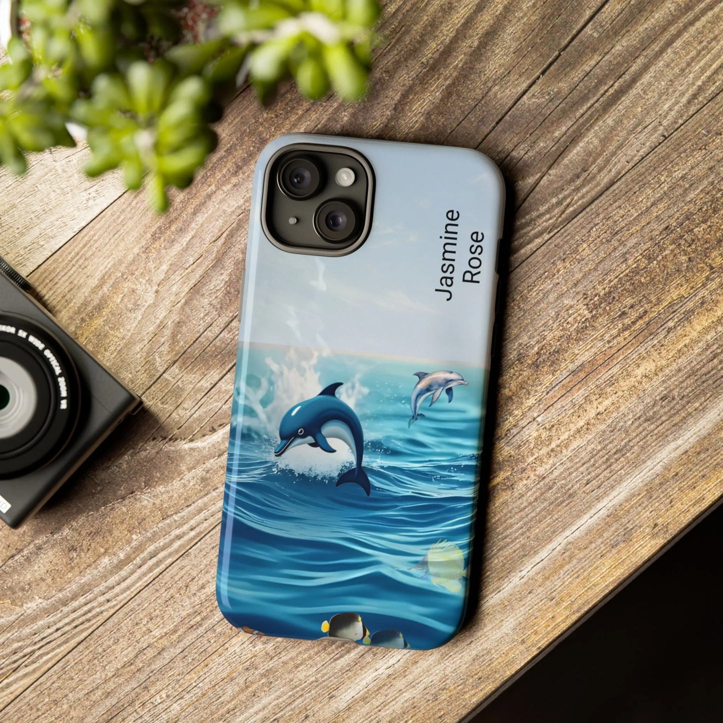 Personalized Phone Case with Dolphin Design, Ocean Vibes, Customizable Gift, Beach Lover Accessory, Ideal for Birthdays, Summer