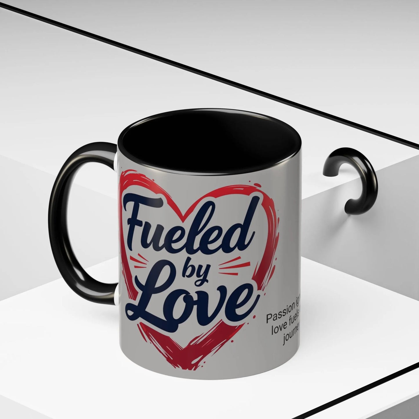 Fueled by Love Coffee Mug - Perfect for Gifts, Romantic Mug, Wedding Gift, Anniversary, Coffee Lovers, Heart Design