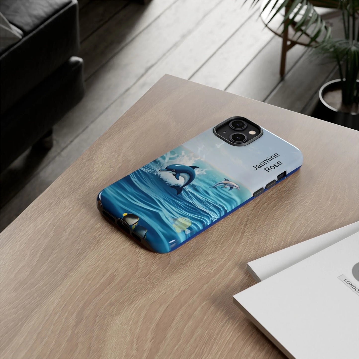 Personalized Phone Case with Dolphin Design, Ocean Vibes, Customizable Gift, Beach Lover Accessory, Ideal for Birthdays, Summer