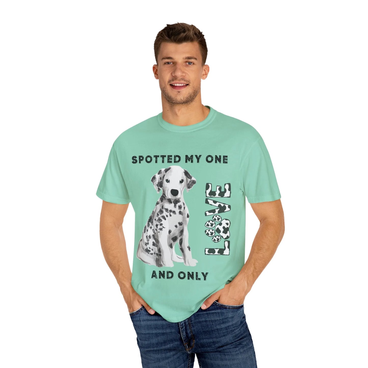 Dog Lover's Unisex Tee | Spotted My One and Only Love T-Shirt | Perfect Gift for Pet Owners, Casual Wear, Dog Appreciation Day, Birthdays,