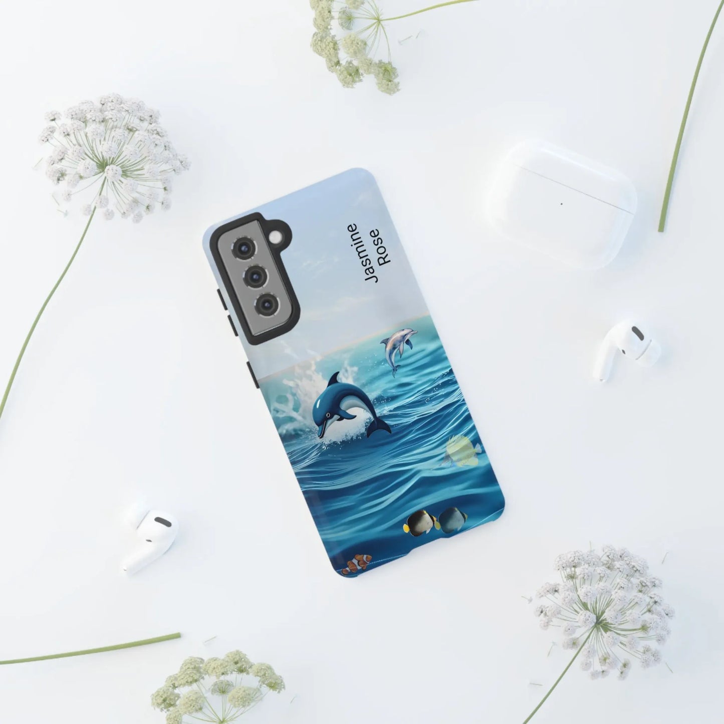 Personalized Phone Case with Dolphin Design, Ocean Vibes, Customizable Gift, Beach Lover Accessory, Ideal for Birthdays, Summer