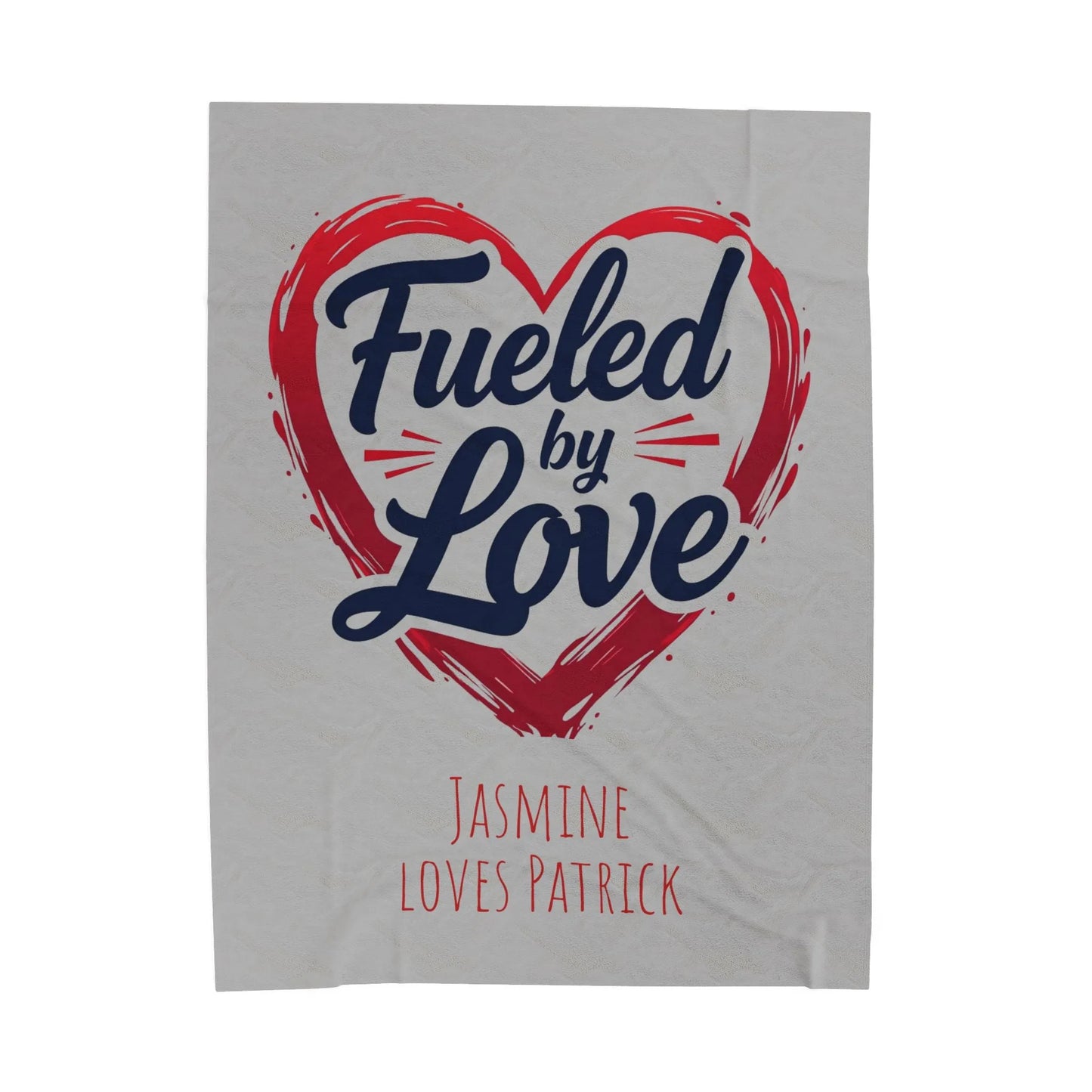 Personalized Velveteen Plush Blanket - 'Fueled by Love' | Gift for Couples, Anniversary Decor, Cozy Home, Valentine's Day