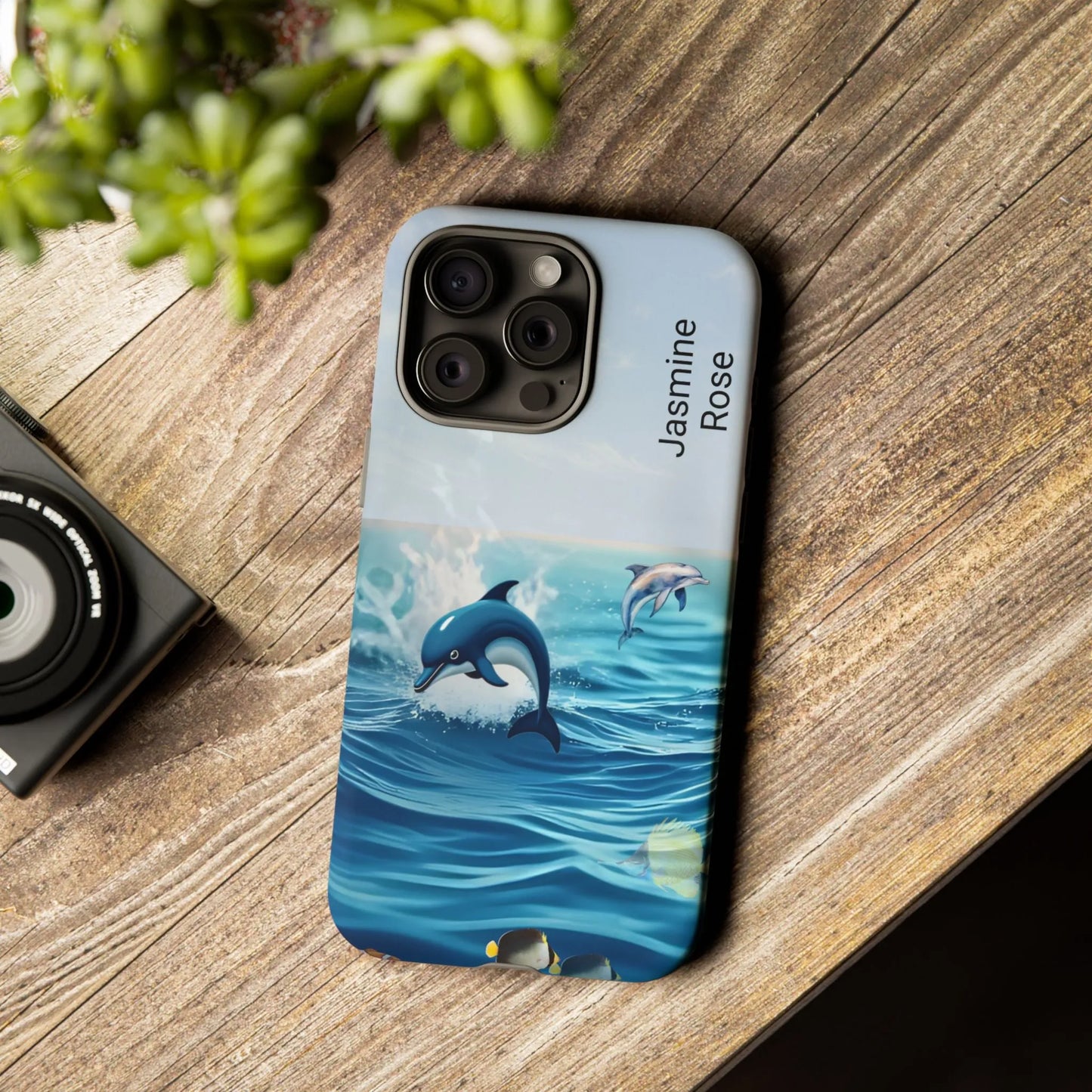 Personalized Phone Case with Dolphin Design, Ocean Vibes, Customizable Gift, Beach Lover Accessory, Ideal for Birthdays, Summer
