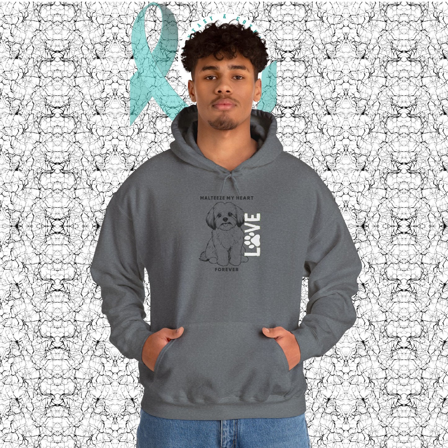 Maltese Heart Hoodie, Cozy Pet Lovers Sweatshirt, Dog Mom Gift, Animal Hoodie, Cute Maltese Sweatshirt, Forever Loved Apparel