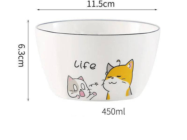 North Cat Ceramic Bowl Household Ceramic Noodle Bowl Cute Ideas - Iron Phoenix GHG