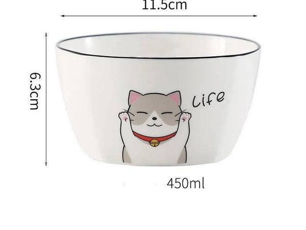 North Cat Ceramic Bowl Household Ceramic Noodle Bowl Cute Ideas - Iron Phoenix GHG