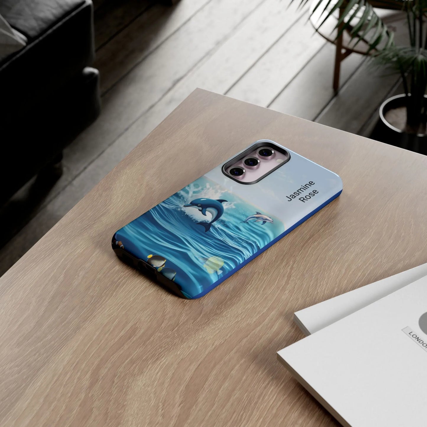 Personalized Phone Case with Dolphin Design, Ocean Vibes, Customizable Gift, Beach Lover Accessory, Ideal for Birthdays, Summer