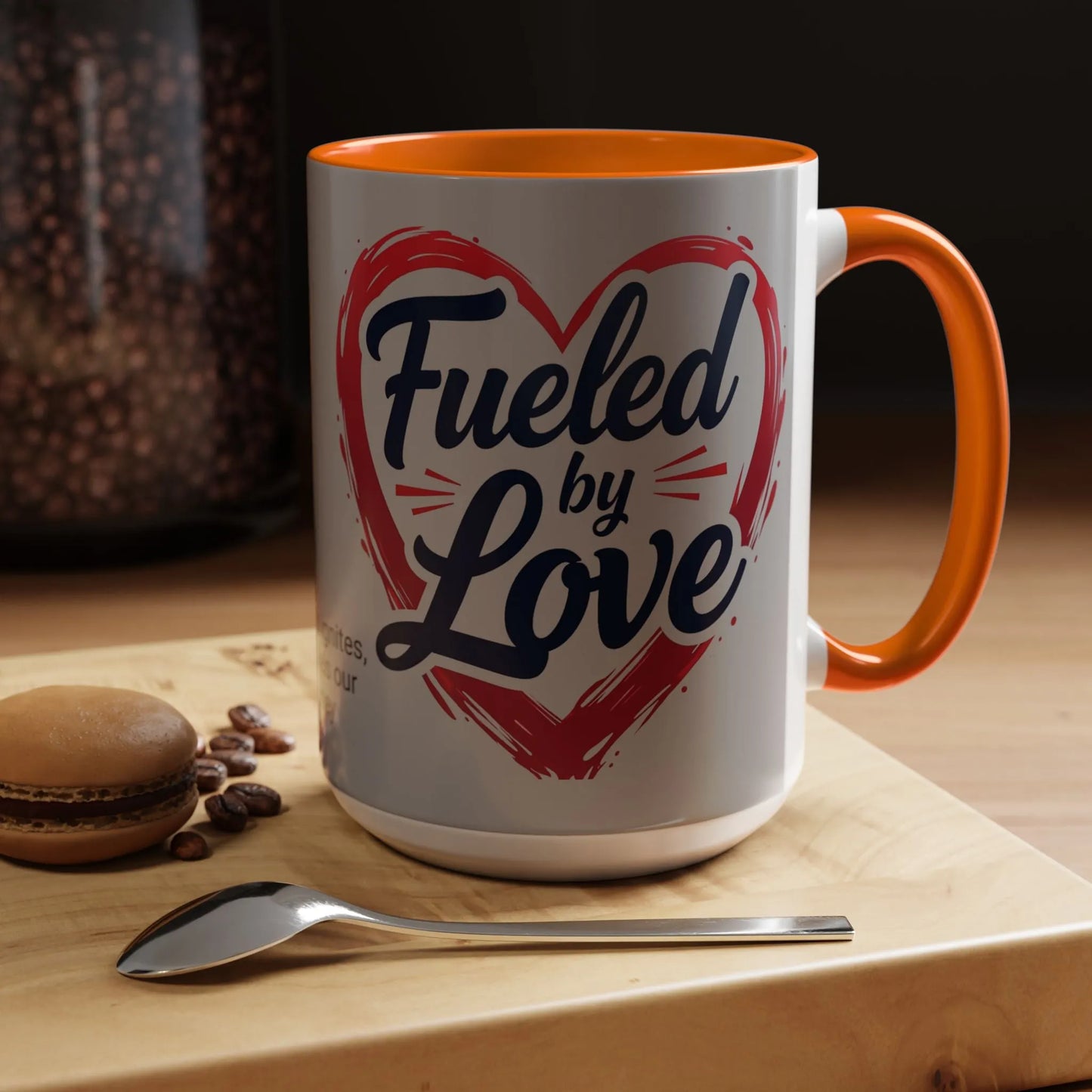 Fueled by Love Coffee Mug - Perfect for Gifts, Romantic Mug, Wedding Gift, Anniversary, Coffee Lovers, Heart Design