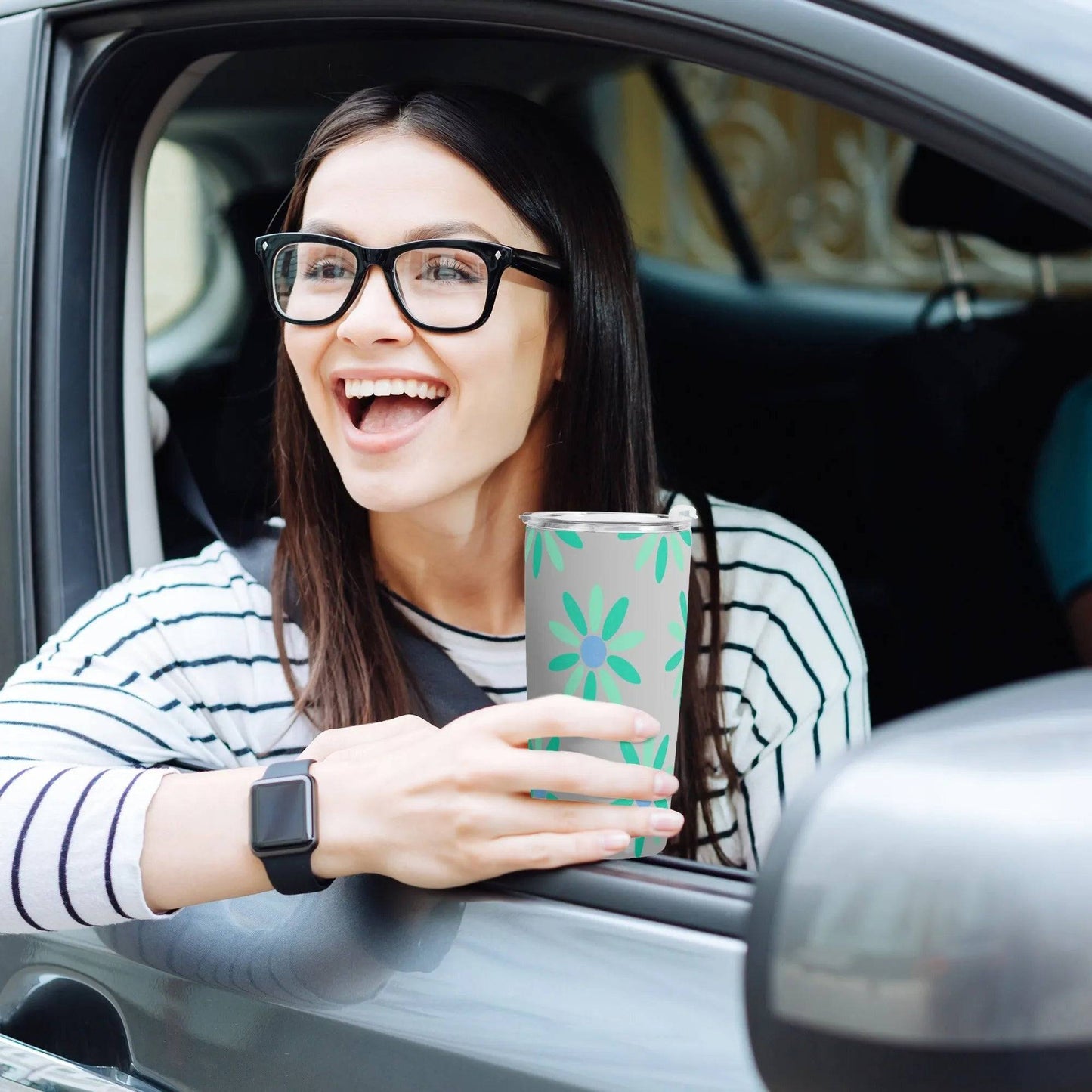 "Daisy" Floral Travel Mug (20oz) | Iron Phoenix GHG - Iron Phoenix GHG