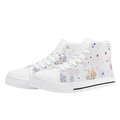Elegant Womens Christmas Canvas High Top Sneakers with 2.4cm Heel