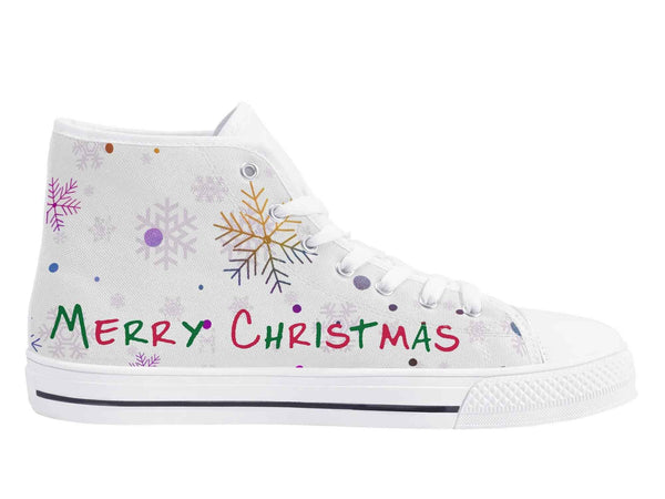 Elegant Womens Christmas Canvas High Top Sneakers with 2.4cm Heel