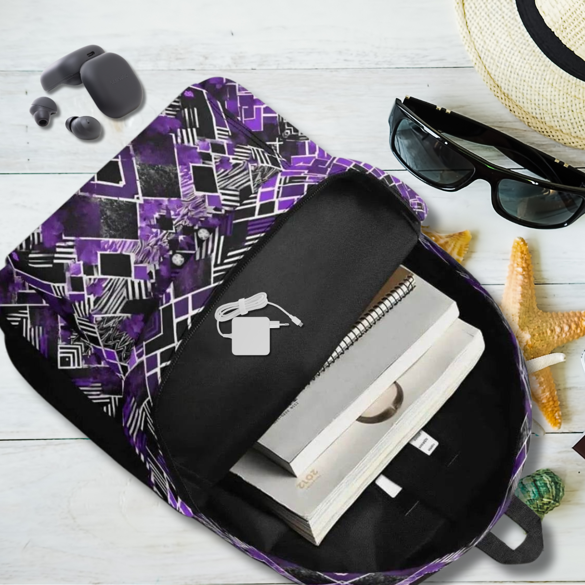 Purple Abstract Backpack | Modern Gamer School Bag - Iron Phoenix GHG