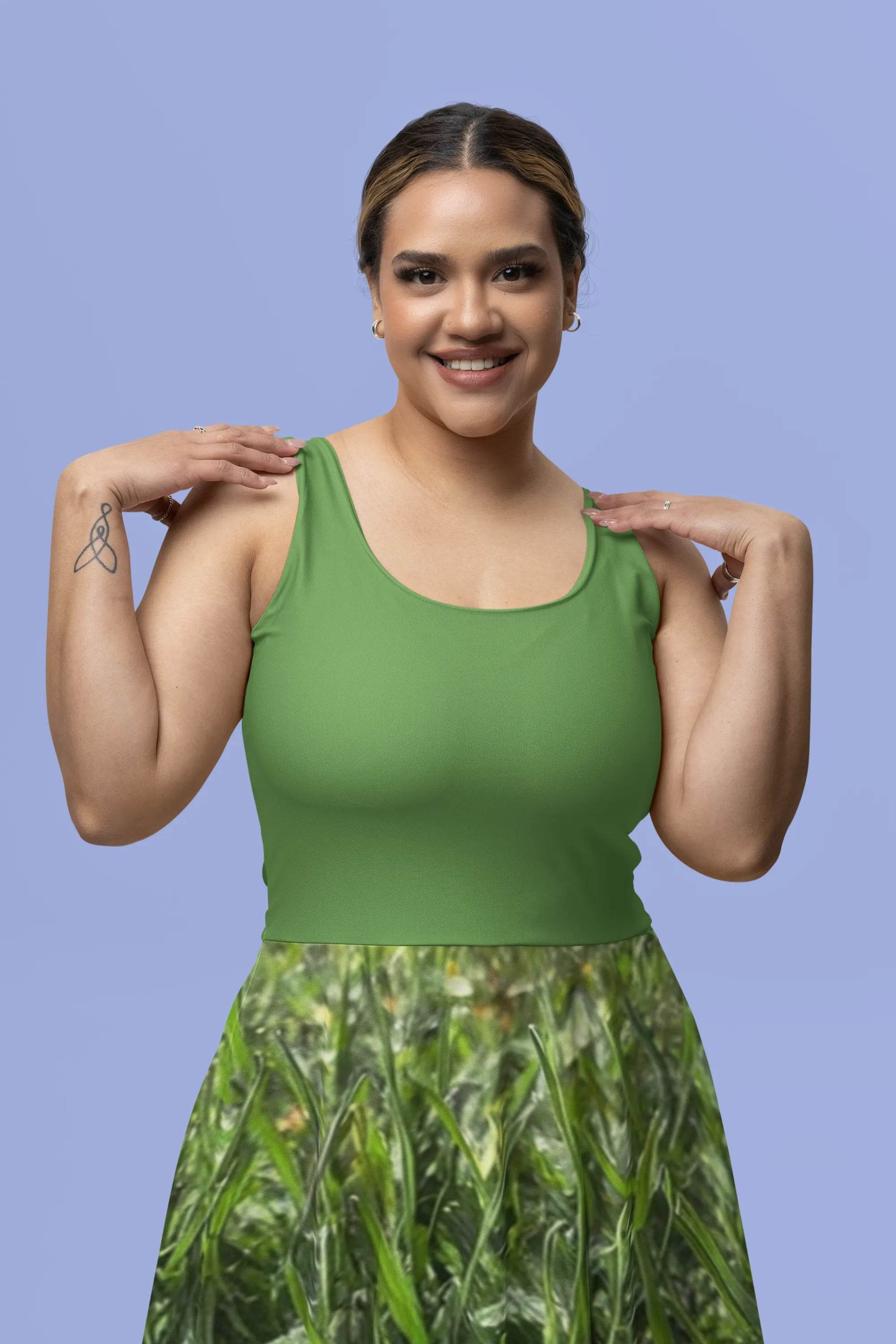 Verdant Blade Skater Dress | Green Summer Dress - Iron Phoenix GHG