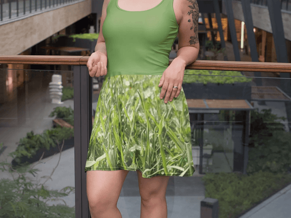 Verdant Blade Skater Dress | Green Summer Dress - Iron Phoenix GHG