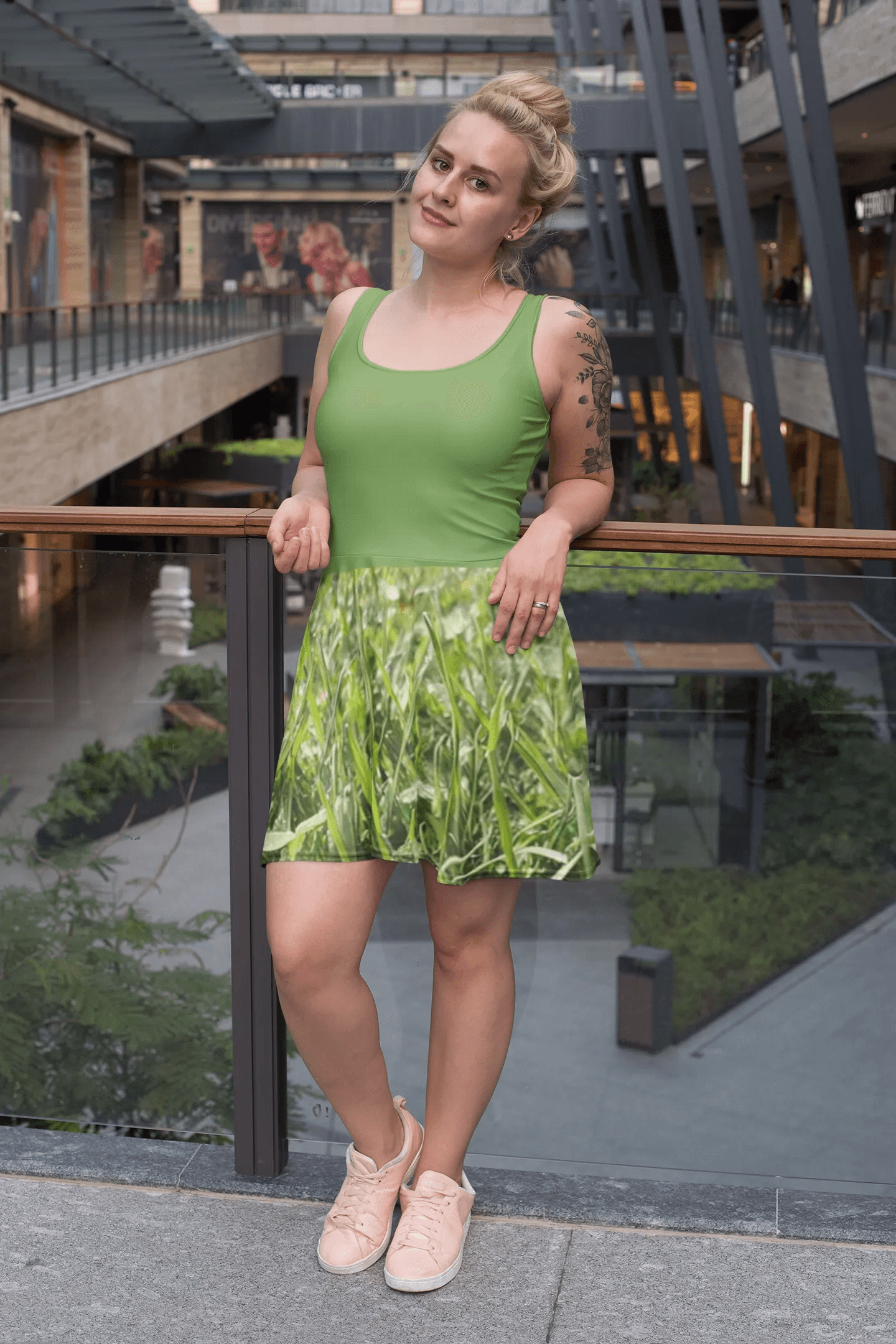 Verdant Blade Skater Dress | Green Summer Dress - Iron Phoenix GHG
