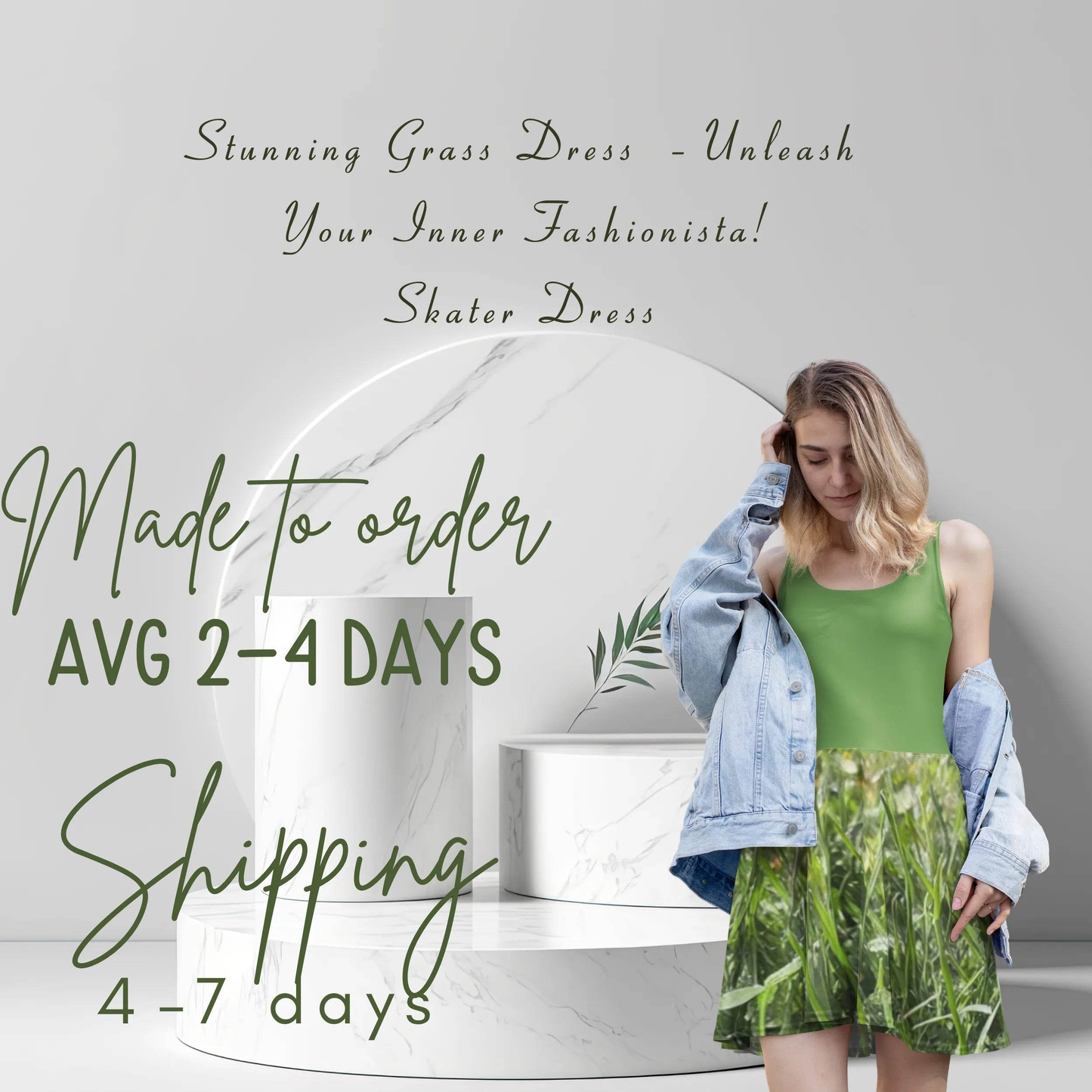 Verdant Blade Skater Dress | Green Summer Dress - Iron Phoenix GHG