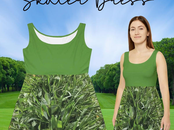 Verdant Blade Skater Dress | Green Summer Dress - Iron Phoenix GHG
