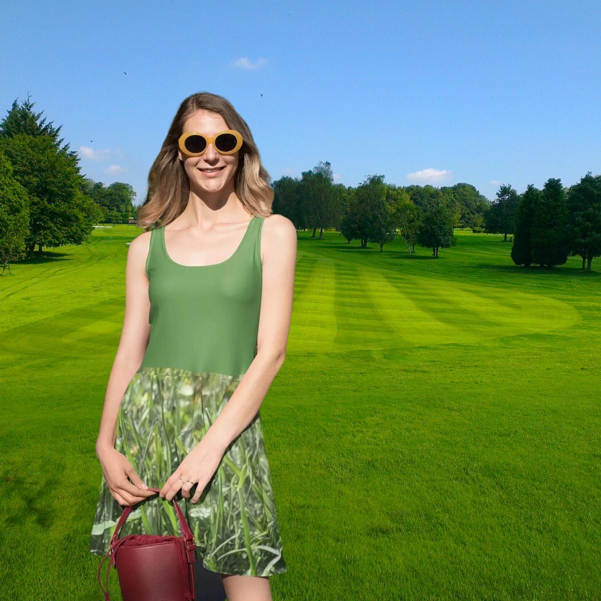 Verdant Blade Skater Dress | Green Summer Dress - Iron Phoenix GHG