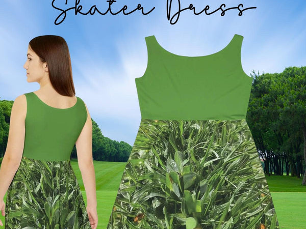 Verdant Blade Skater Dress | Green Summer Dress - Iron Phoenix GHG