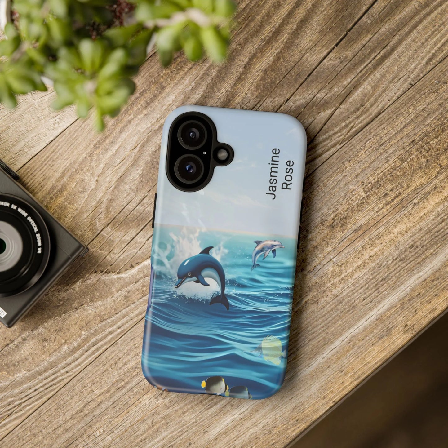 Personalized Phone Case with Dolphin Design, Ocean Vibes, Customizable Gift, Beach Lover Accessory, Ideal for Birthdays, Summer