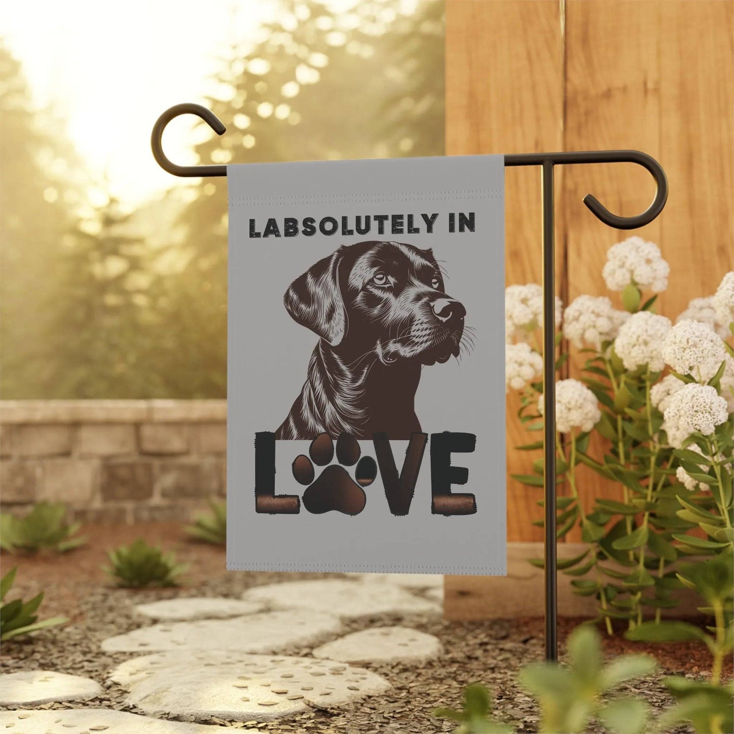 "LabsolUTELY in LOVE" Garden Banner - Labrador Retriever Dog Banner - Iron Phoenix GHG