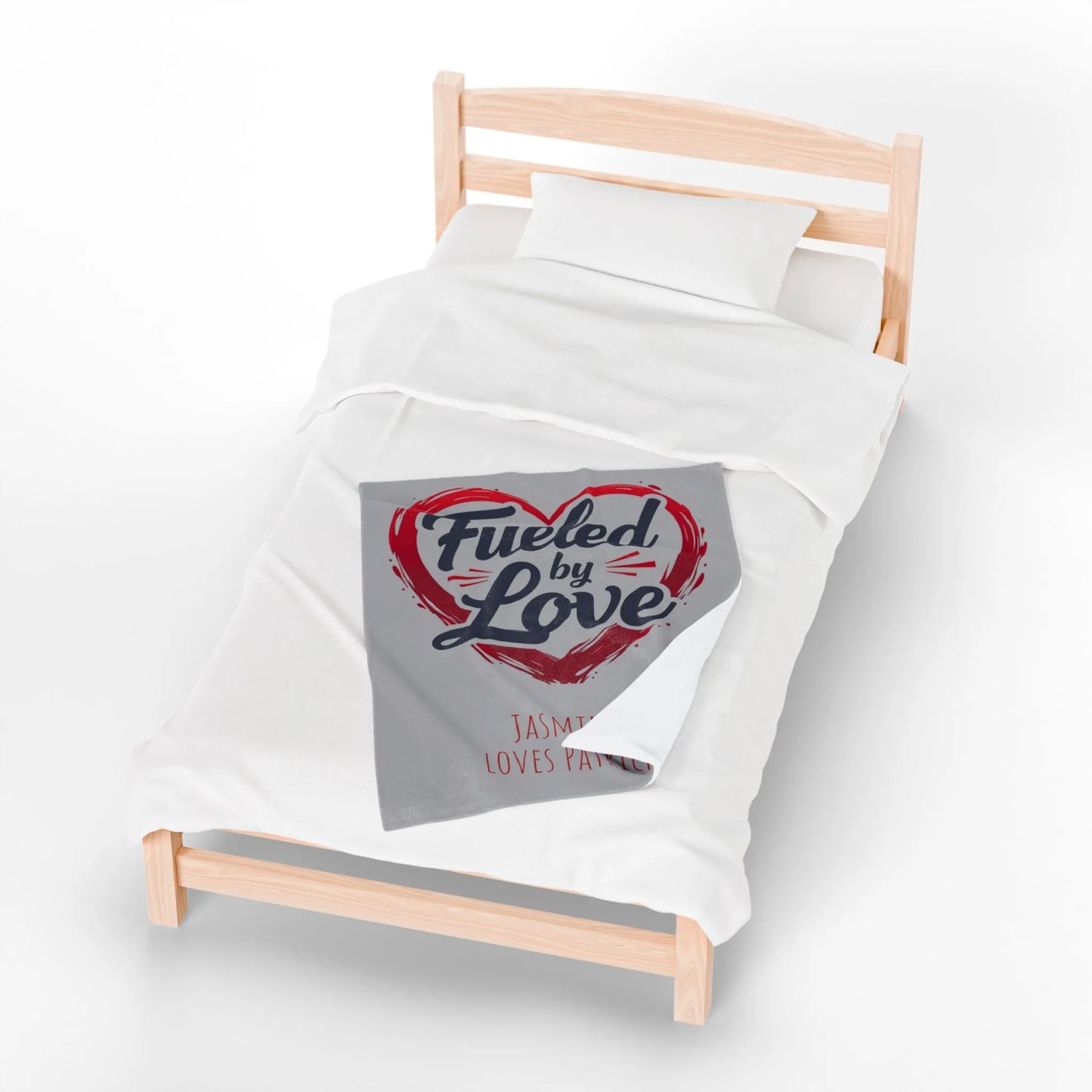 Personalized Velveteen Plush Blanket - 'Fueled by Love' | Gift for Couples, Anniversary Decor, Cozy Home, Valentine's Day