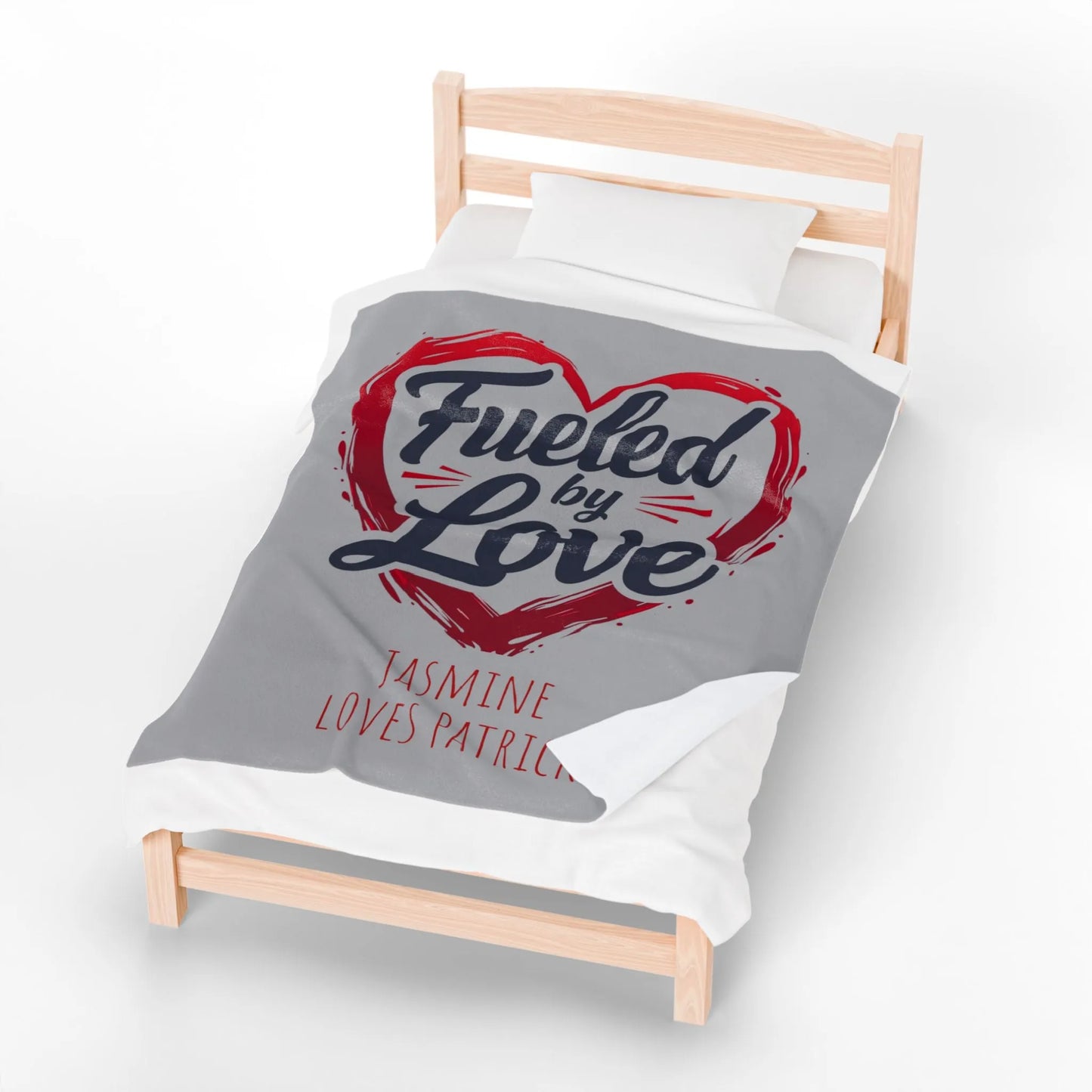 Personalized Velveteen Plush Blanket - 'Fueled by Love' | Gift for Couples, Anniversary Decor, Cozy Home, Valentine's Day