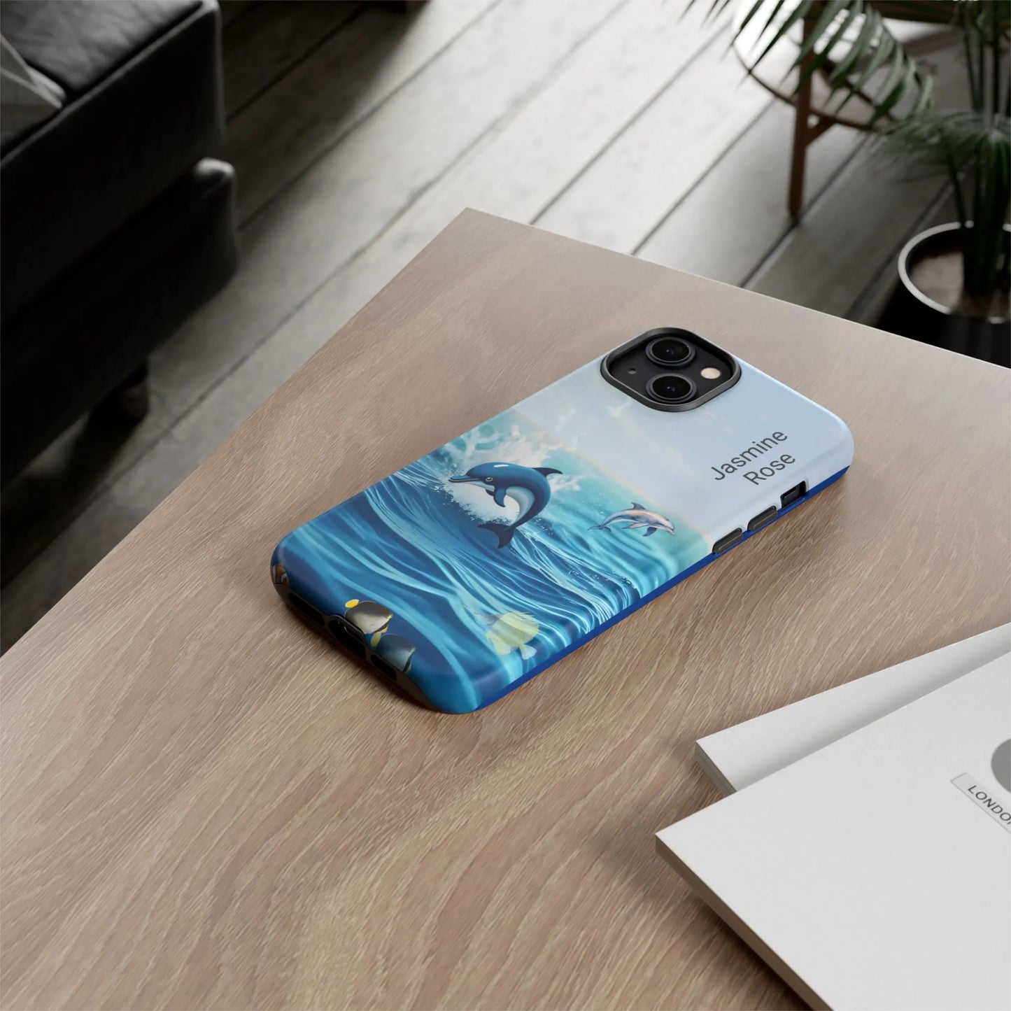 Personalized Phone Case with Dolphin Design, Ocean Vibes, Customizable Gift, Beach Lover Accessory, Ideal for Birthdays, Summer