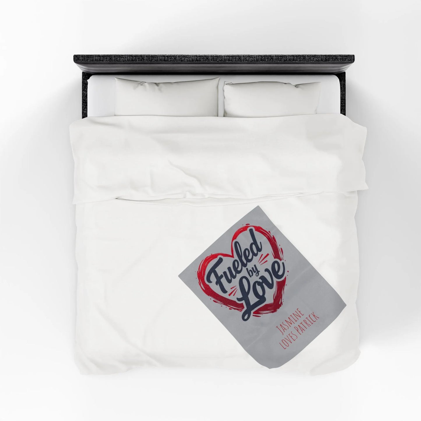 Personalized Velveteen Plush Blanket - 'Fueled by Love' | Gift for Couples, Anniversary Decor, Cozy Home, Valentine's Day