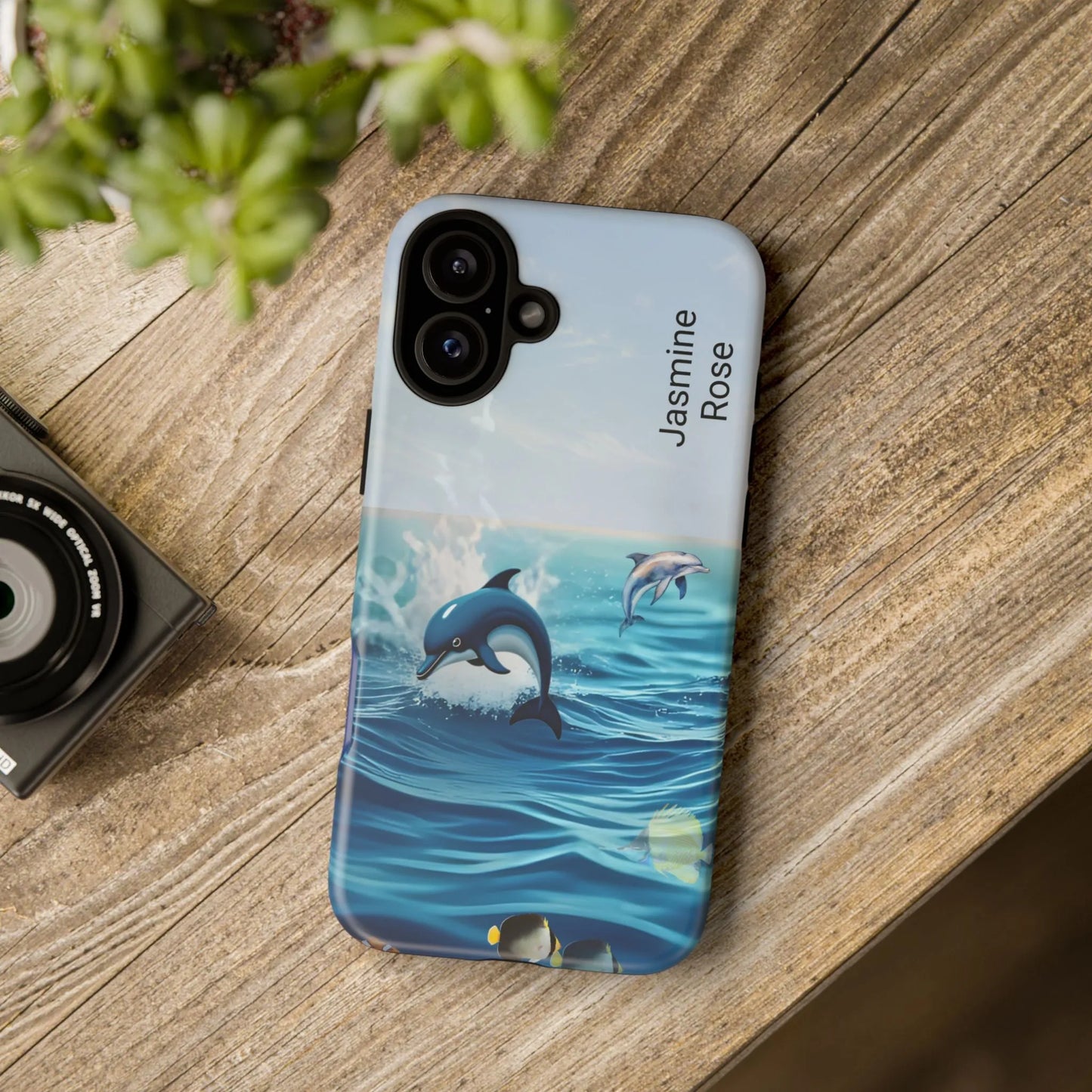 Personalized Phone Case with Dolphin Design, Ocean Vibes, Customizable Gift, Beach Lover Accessory, Ideal for Birthdays, Summer