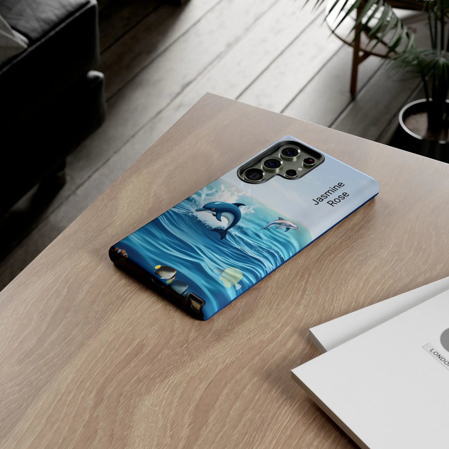 Personalized Phone Case with Dolphin Design, Ocean Vibes, Customizable Gift, Beach Lover Accessory, Ideal for Birthdays, Summer