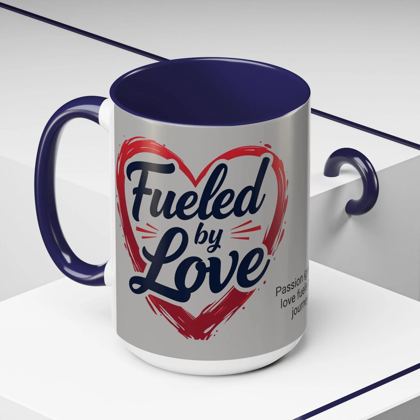 Fueled by Love Coffee Mug - Perfect for Gifts, Romantic Mug, Wedding Gift, Anniversary, Coffee Lovers, Heart Design