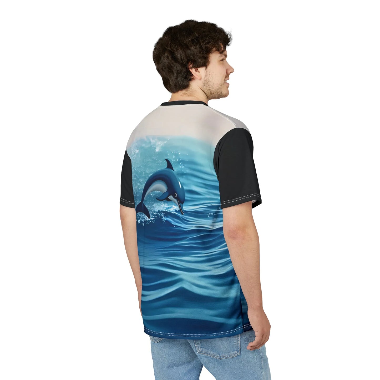 Ocean Splash Dolphin Tee - Unisex Cut & Sew Shirt for Beach Lovers, Summer Vibes, Ocean Life, Gift for Marine Enthusiasts, Swimwear - Iron Phoenix GHG