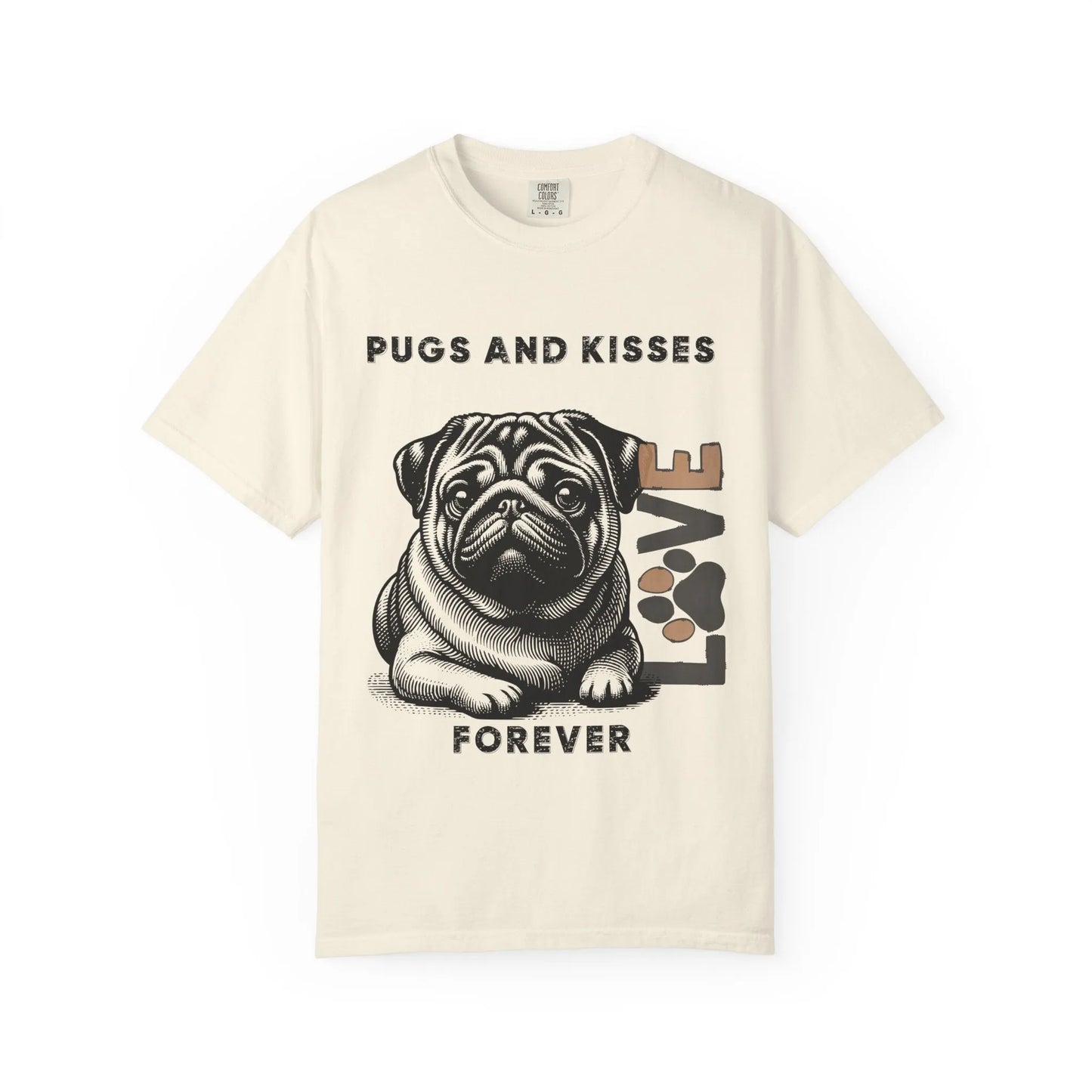 Cute Pug Love T-Shirt, Dog Lover Gift, Pet Themed Apparel, Unisex Graphic Tee, Pugs and Kisses Forever Shirt, Casual Wear