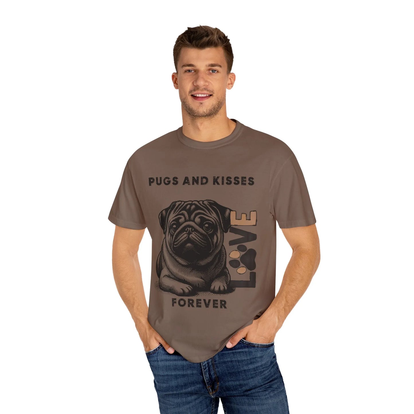 Cute Pug Love T-Shirt, Dog Lover Gift, Pet Themed Apparel, Unisex Graphic Tee, Pugs and Kisses Forever Shirt, Casual Wear