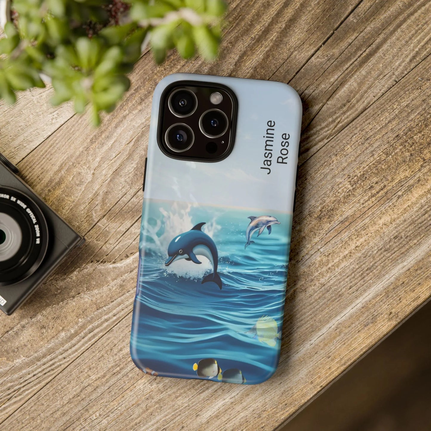 Personalized Phone Case with Dolphin Design, Ocean Vibes, Customizable Gift, Beach Lover Accessory, Ideal for Birthdays, Summer