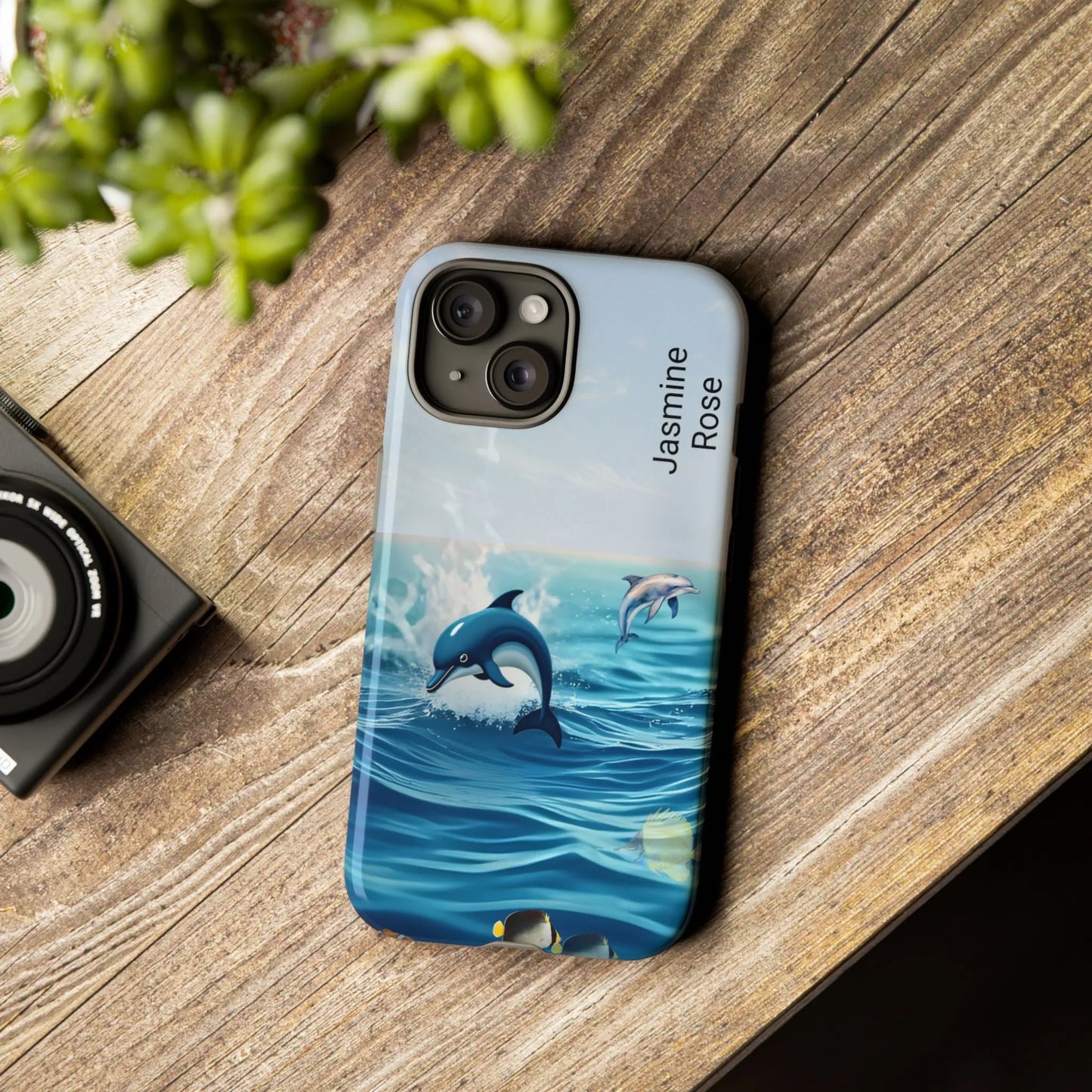 Personalized Phone Case with Dolphin Design, Ocean Vibes, Customizable Gift, Beach Lover Accessory, Ideal for Birthdays, Summer