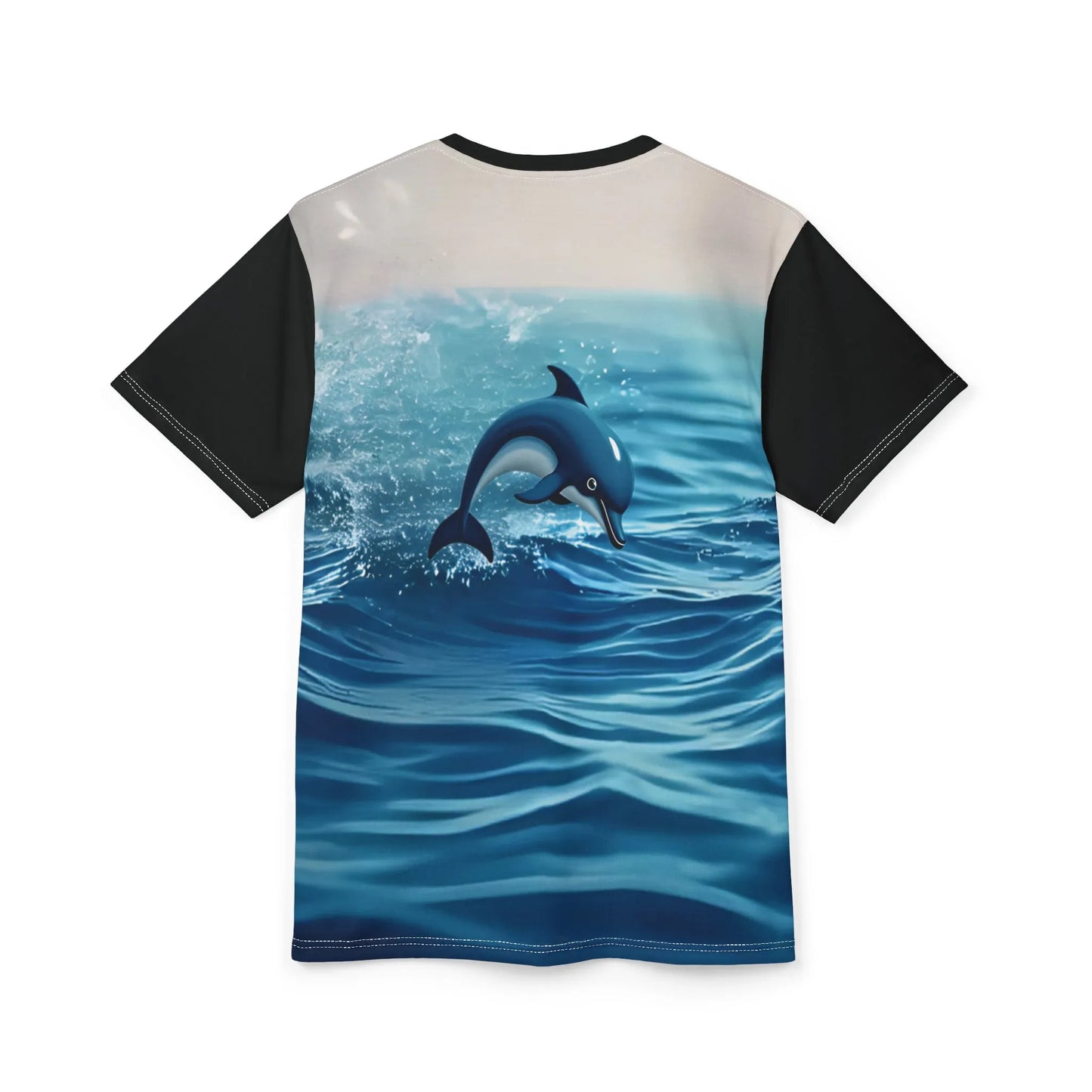 Ocean Splash Dolphin Tee - Unisex Cut & Sew Shirt for Beach Lovers, Summer Vibes, Ocean Life, Gift for Marine Enthusiasts, Swimwear - Iron Phoenix GHG