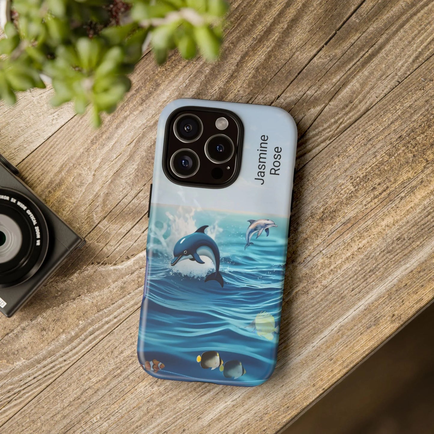 Personalized Phone Case with Dolphin Design, Ocean Vibes, Customizable Gift, Beach Lover Accessory, Ideal for Birthdays, Summer