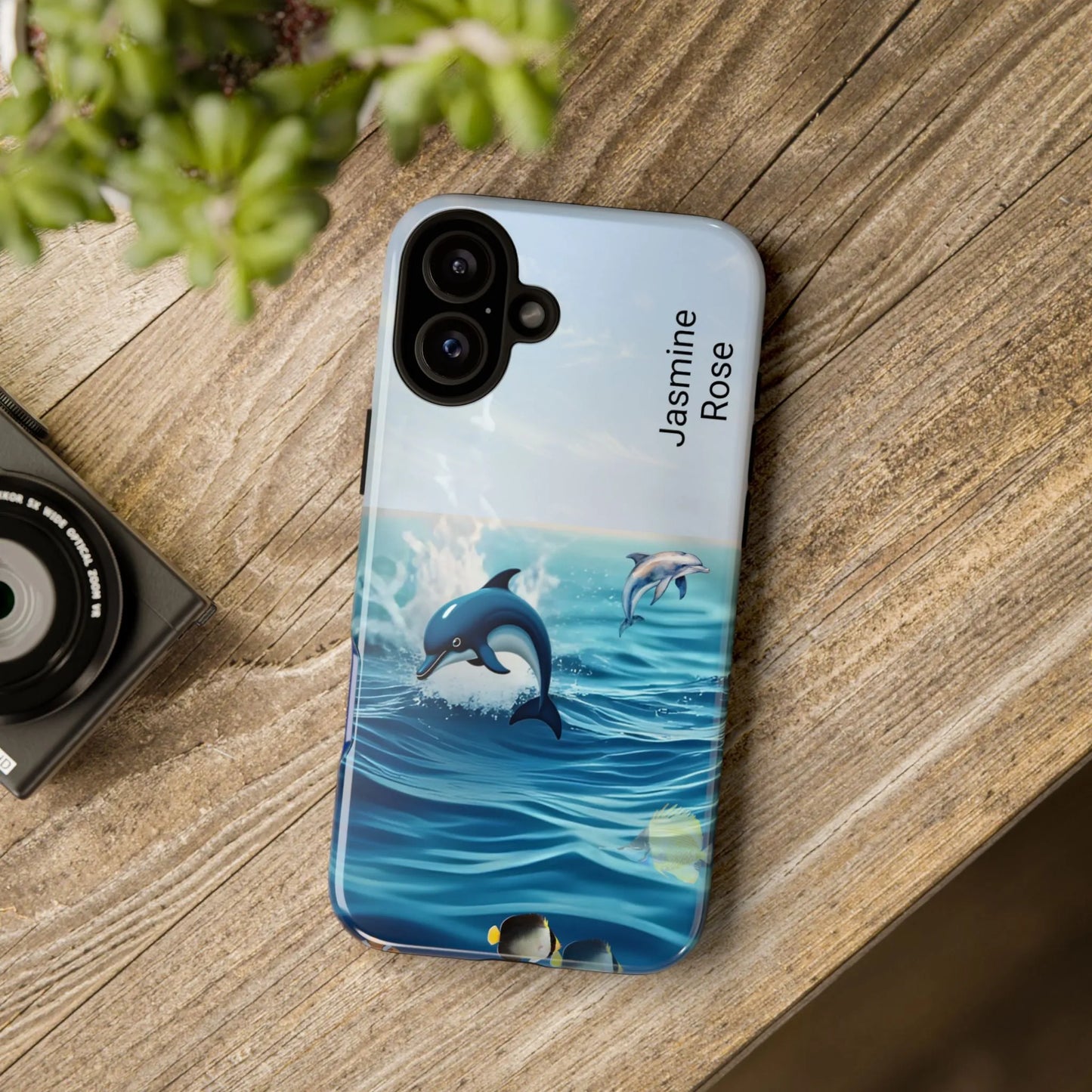 Personalized Phone Case with Dolphin Design, Ocean Vibes, Customizable Gift, Beach Lover Accessory, Ideal for Birthdays, Summer