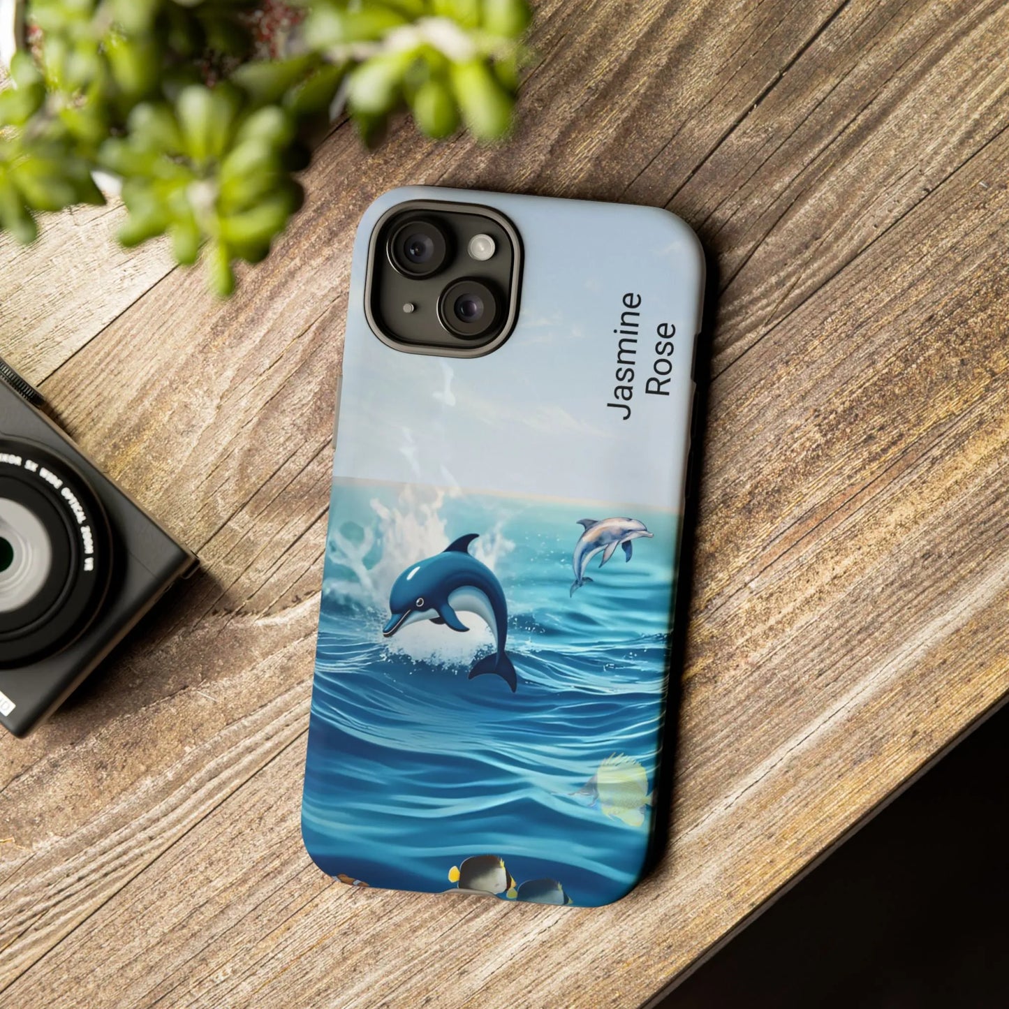 Personalized Phone Case with Dolphin Design, Ocean Vibes, Customizable Gift, Beach Lover Accessory, Ideal for Birthdays, Summer