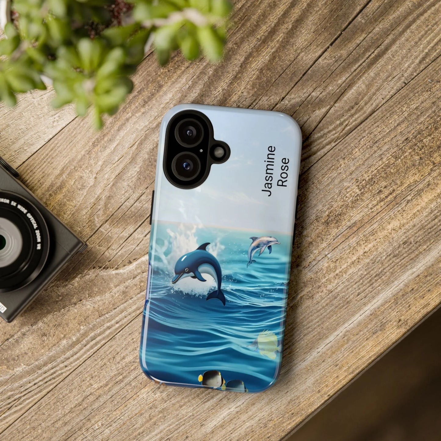 Personalized Phone Case with Dolphin Design, Ocean Vibes, Customizable Gift, Beach Lover Accessory, Ideal for Birthdays, Summer