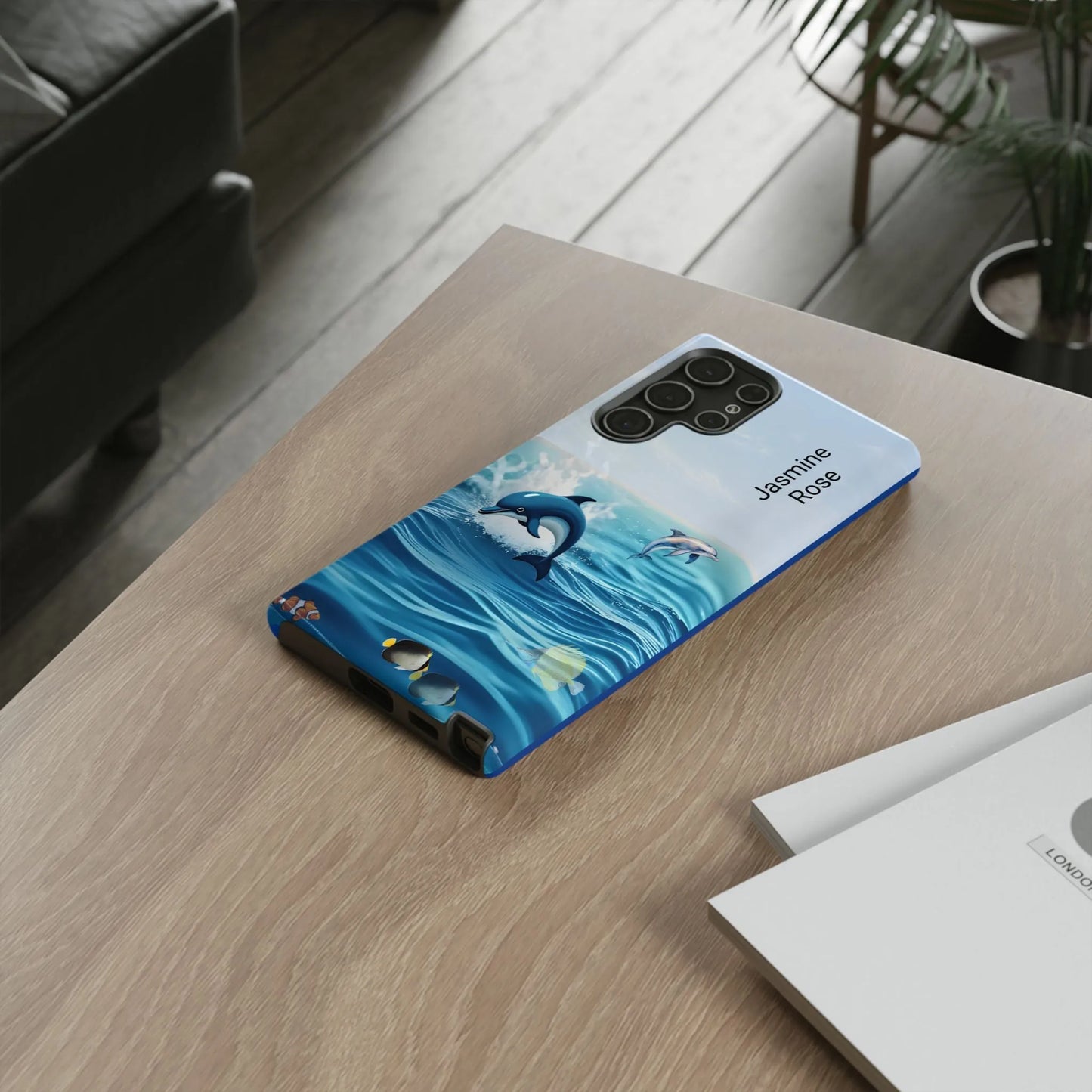 Personalized Phone Case with Dolphin Design, Ocean Vibes, Customizable Gift, Beach Lover Accessory, Ideal for Birthdays, Summer