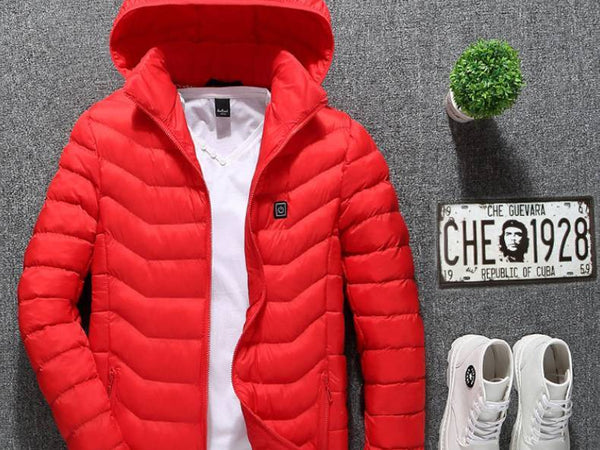 Heated USB Jacket for Outdoors | Red, Black